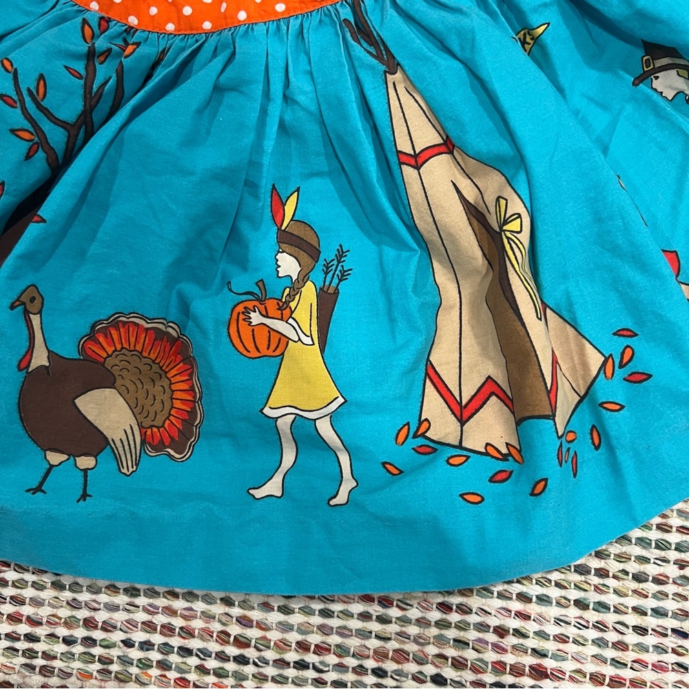 ELEANOR ROSE Thanksgiving Day Parade Twirl Mandy Skirt Sz 2T Turquoise Orange - Picture 10 of 10